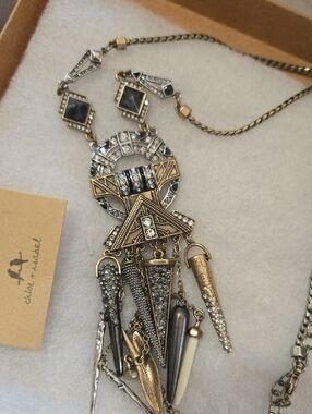 Chloe + Isabel Antiqued Gold Druzy & Gunmetal Statement Pendant